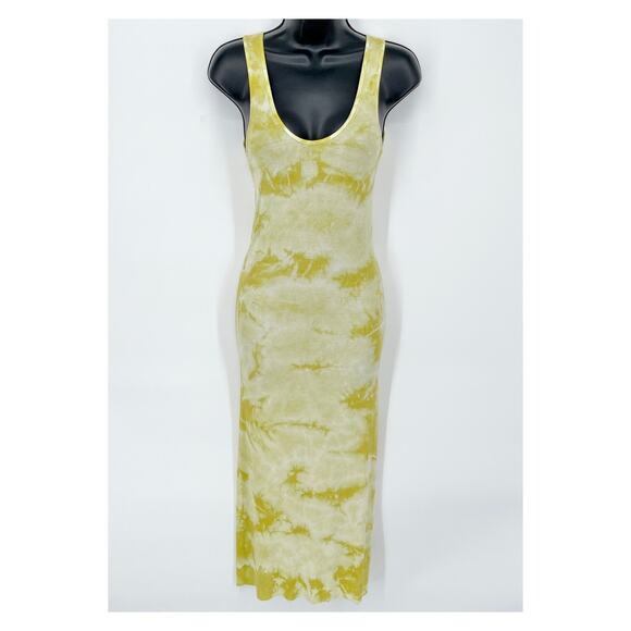 Enza Costa REVOLVE Tie Dye Tank Dress Bodycon Silhouette NEW Size M Yellow White - Picture 1 of 9